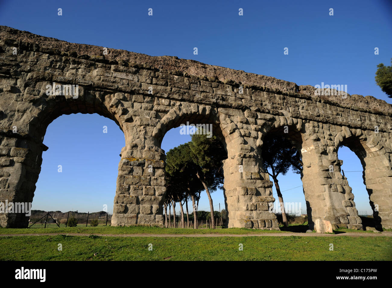 Italy, Rome, Parco degli Acquedotti, ancient roman aqueduct Stock Photo ...