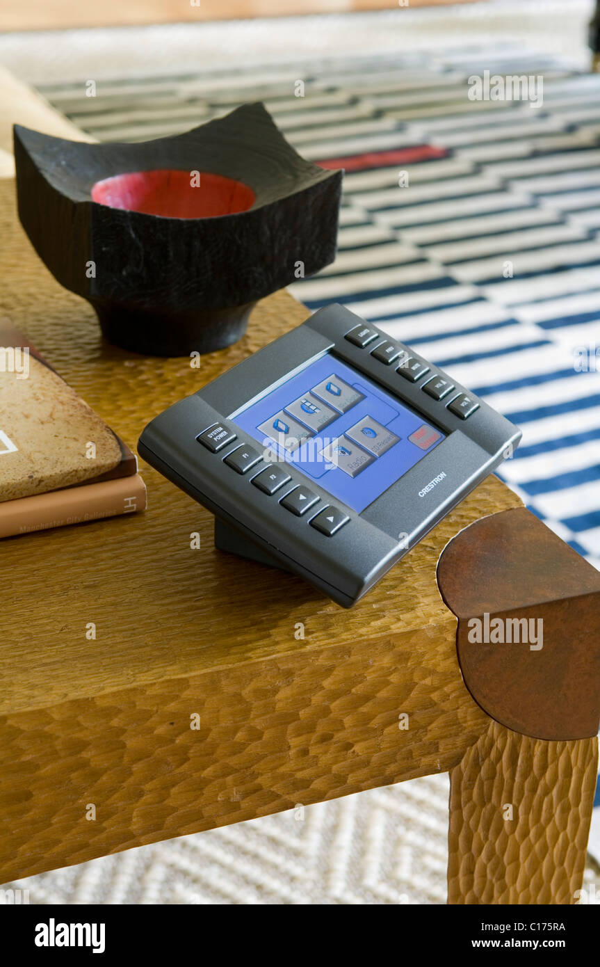 Audiovisual control panel on coffee table Stock Photo Alamy