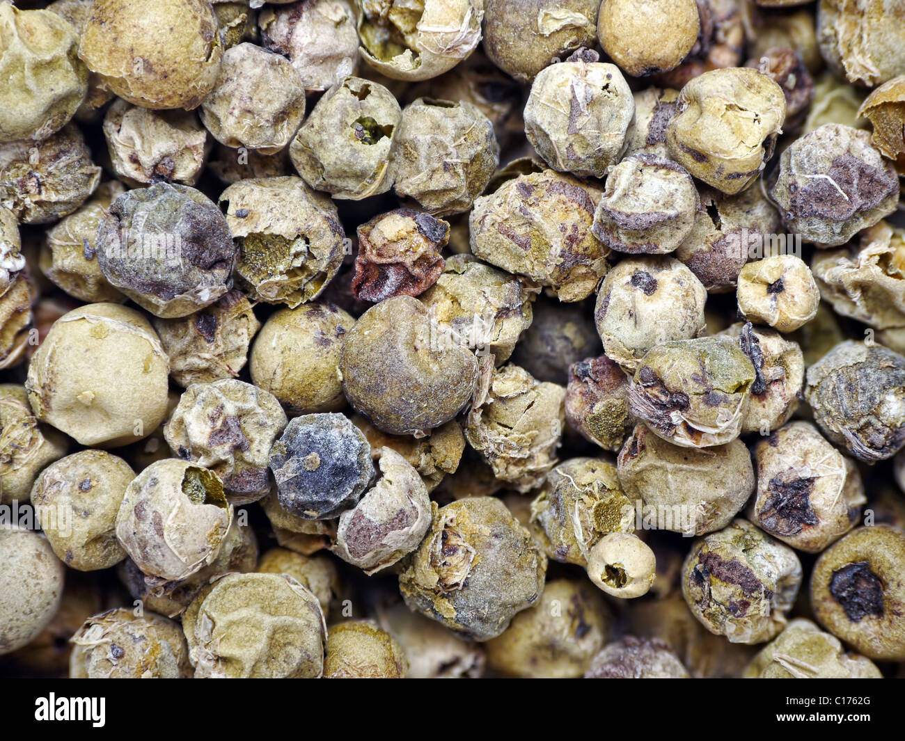 Closeup of green pepper grains Stock Photo