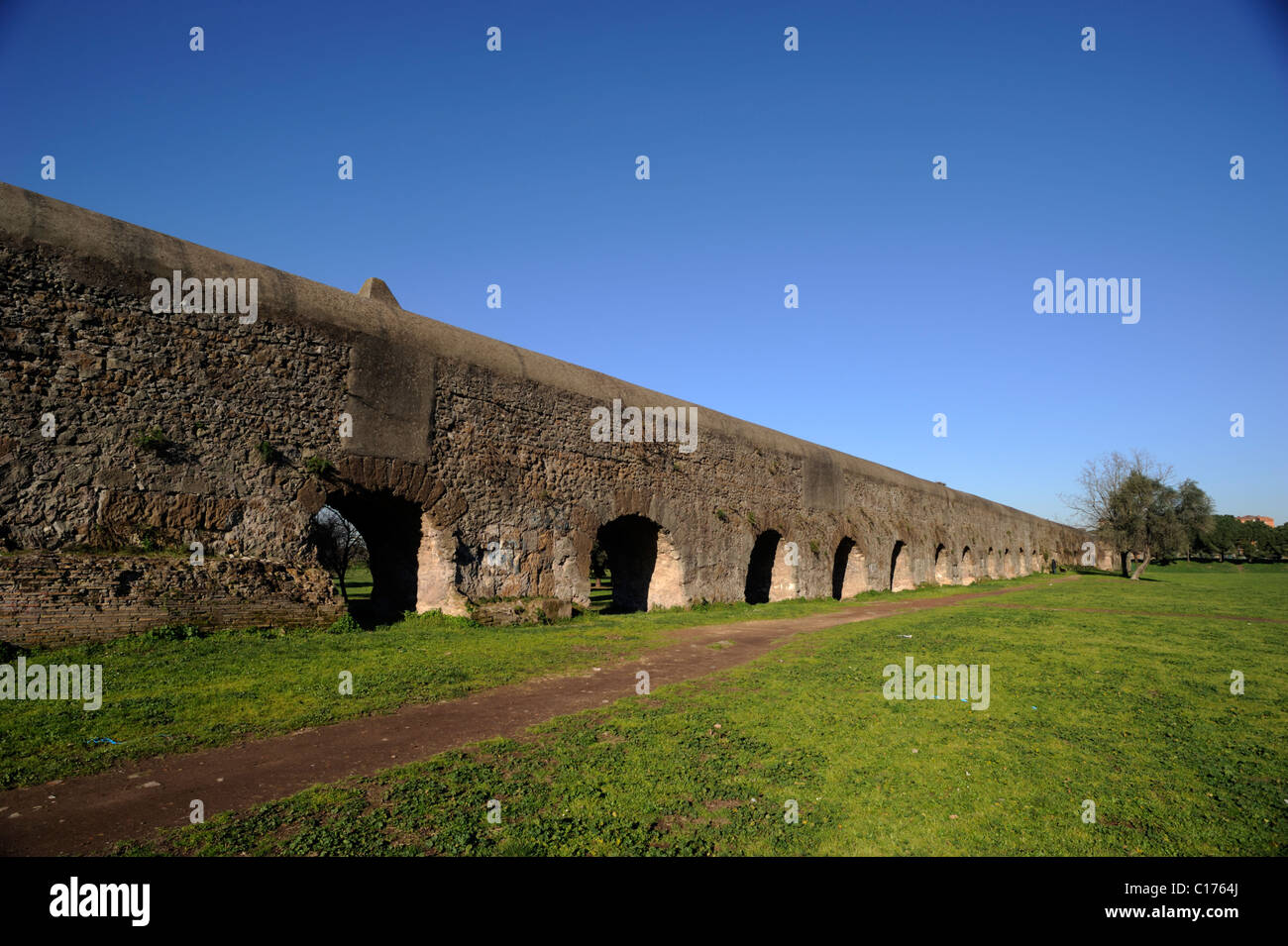 Italy, Rome, Parco degli Acquedotti, ancient roman aqueduct of the Aqua Marcia Stock Photo