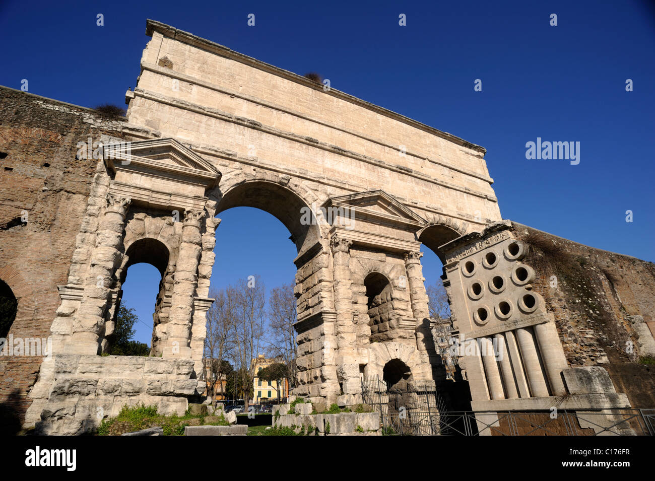Italy, Rome, Porta Maggiore, ancient roman gate and Eurysace's tomb Stock Photo