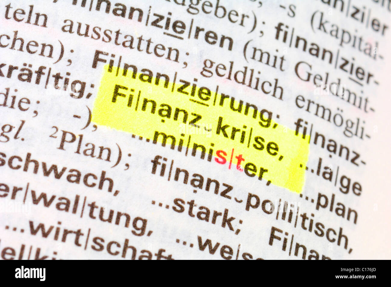 Dictionary entry, Finanzkrise, financial crisis Stock Photo