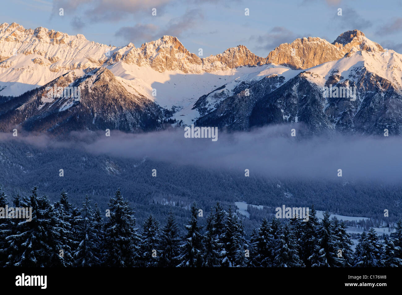 Leutasch Valley near Seefeld, Wetterstein Range, Tyrol, Austria, Europe Stock Photo