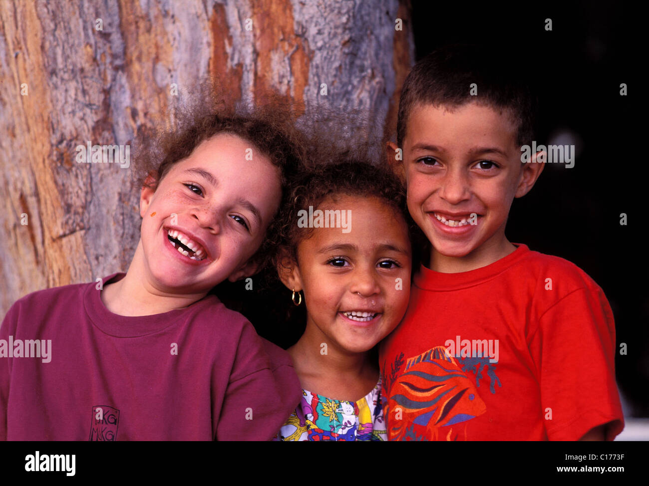 France, Reunion Island (French overseas department), cirque of Mafate, children's portrait Stock Photo