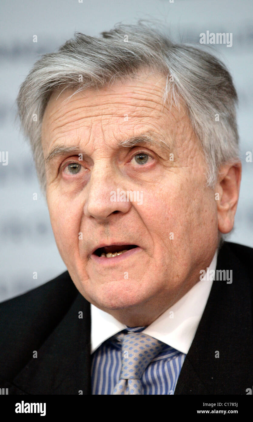 Jean-Claude Trichet, president of the European Central Bank, EZB, during a press conference on 07.02.2008 in Frankfurt/Main Stock Photo