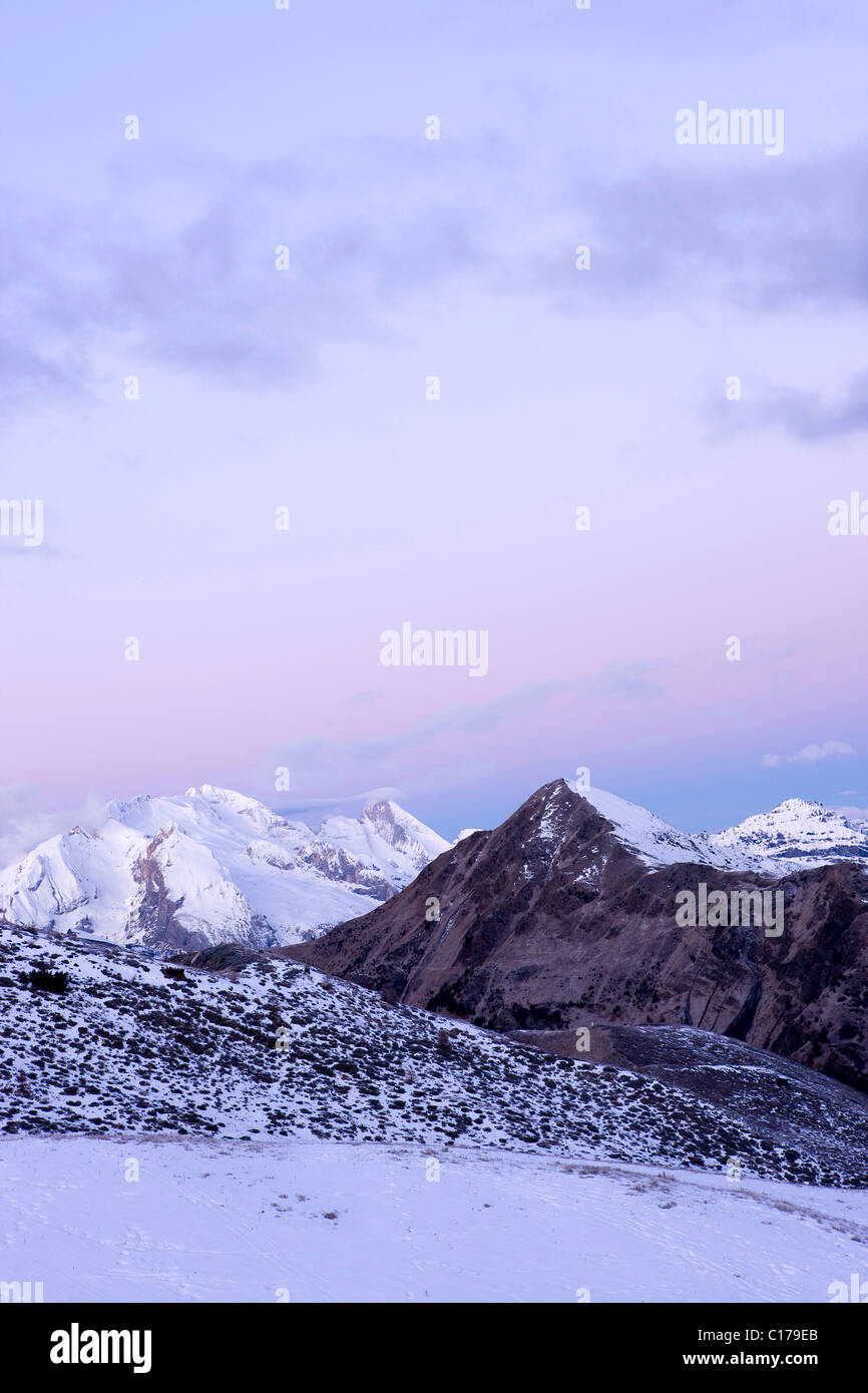 Marmolada as seen from Passo di Giau, Ampezzan Dolomites, Belluno, Italy, Europe Stock Photo