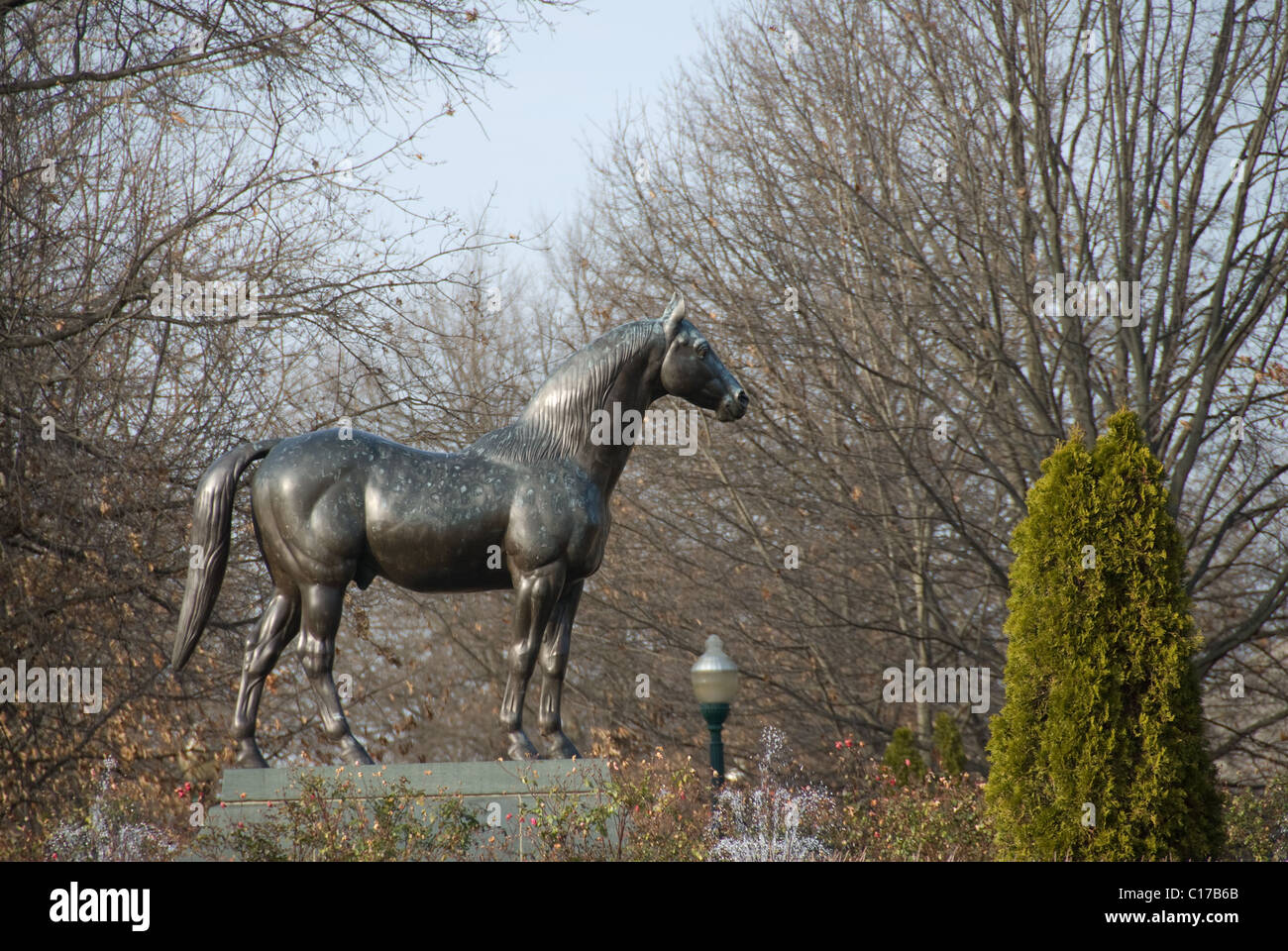 Kentucky Horse Park; A working horse farm featuring two museums, twin theaters, and nearly 50 different breeds of horses. Stock Photo