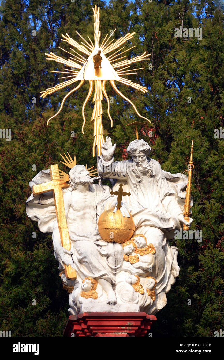 Holy trinity column in the Sankt Marienstern cistercians Monastery, Panschwitz-Kuckau, Upper Lusatia, Saxony, Germany, Europe Stock Photo