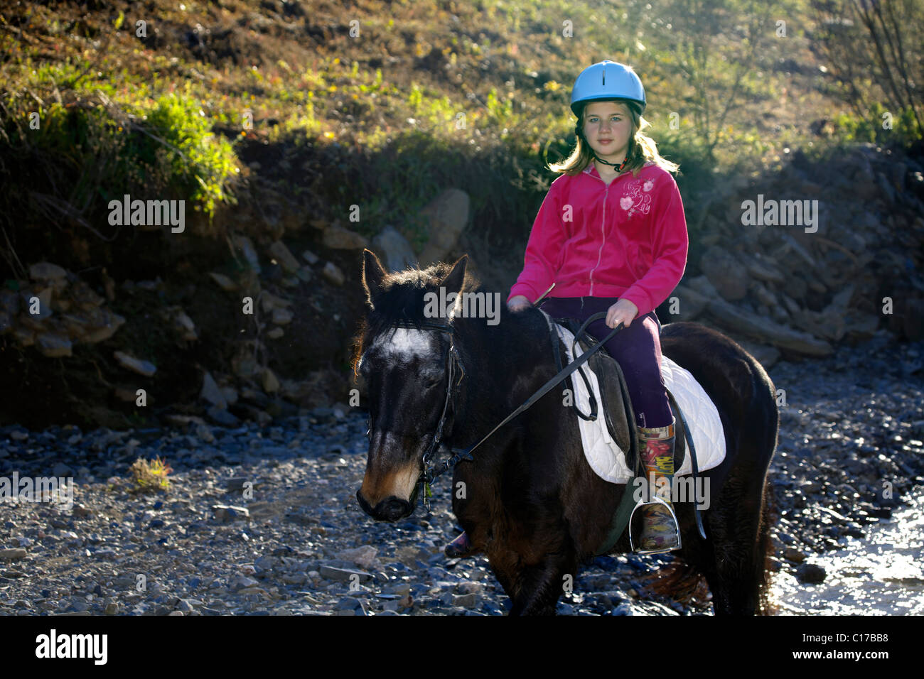 Teenage Girl Riding Pony Pony High Resolution Stock Photography and