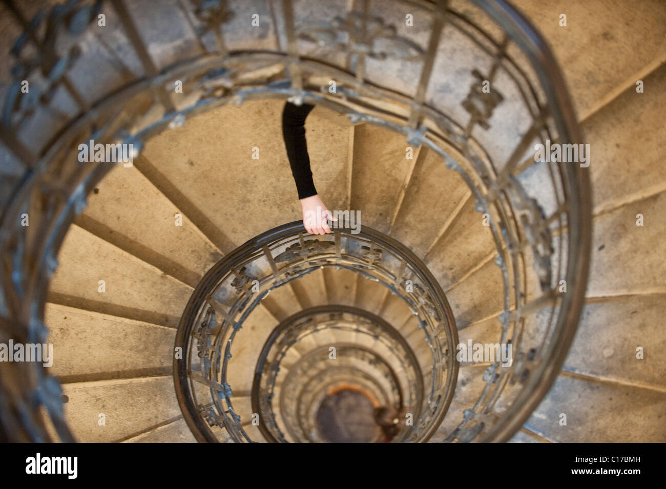 Wide angle spiral staircase Stock Photo