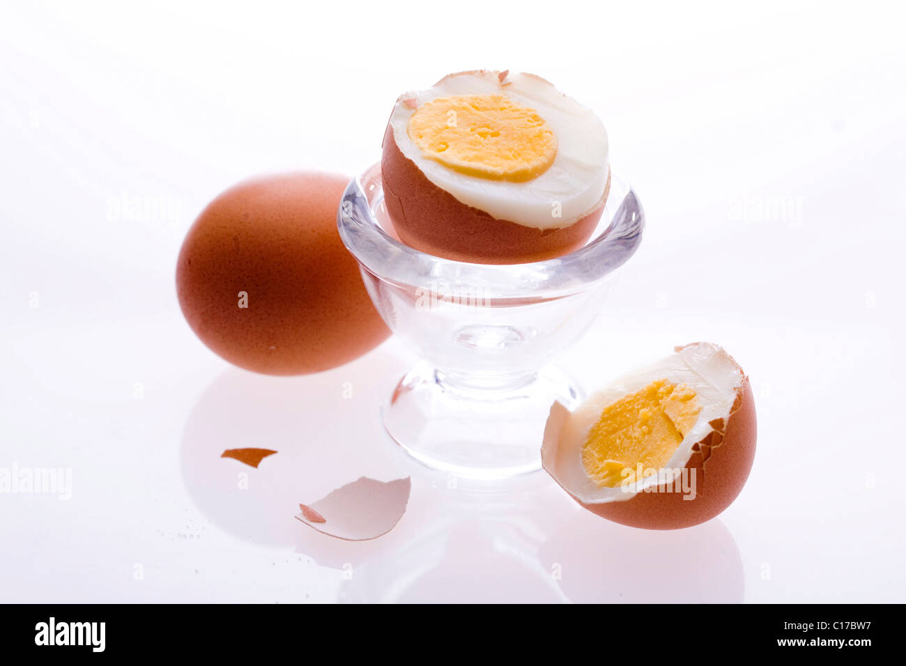 Hard-boiled egg, halves Stock Photo