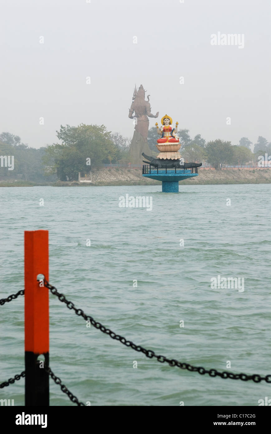 goddess-ganga-statue-in-a-river-ganges-river-haridwar-uttarakhand