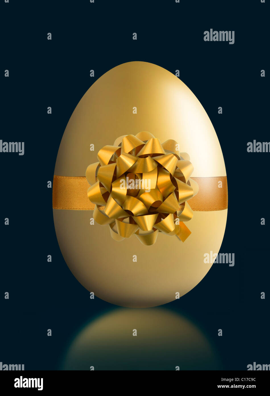 gold easter egg isolated on a black background Stock Photo