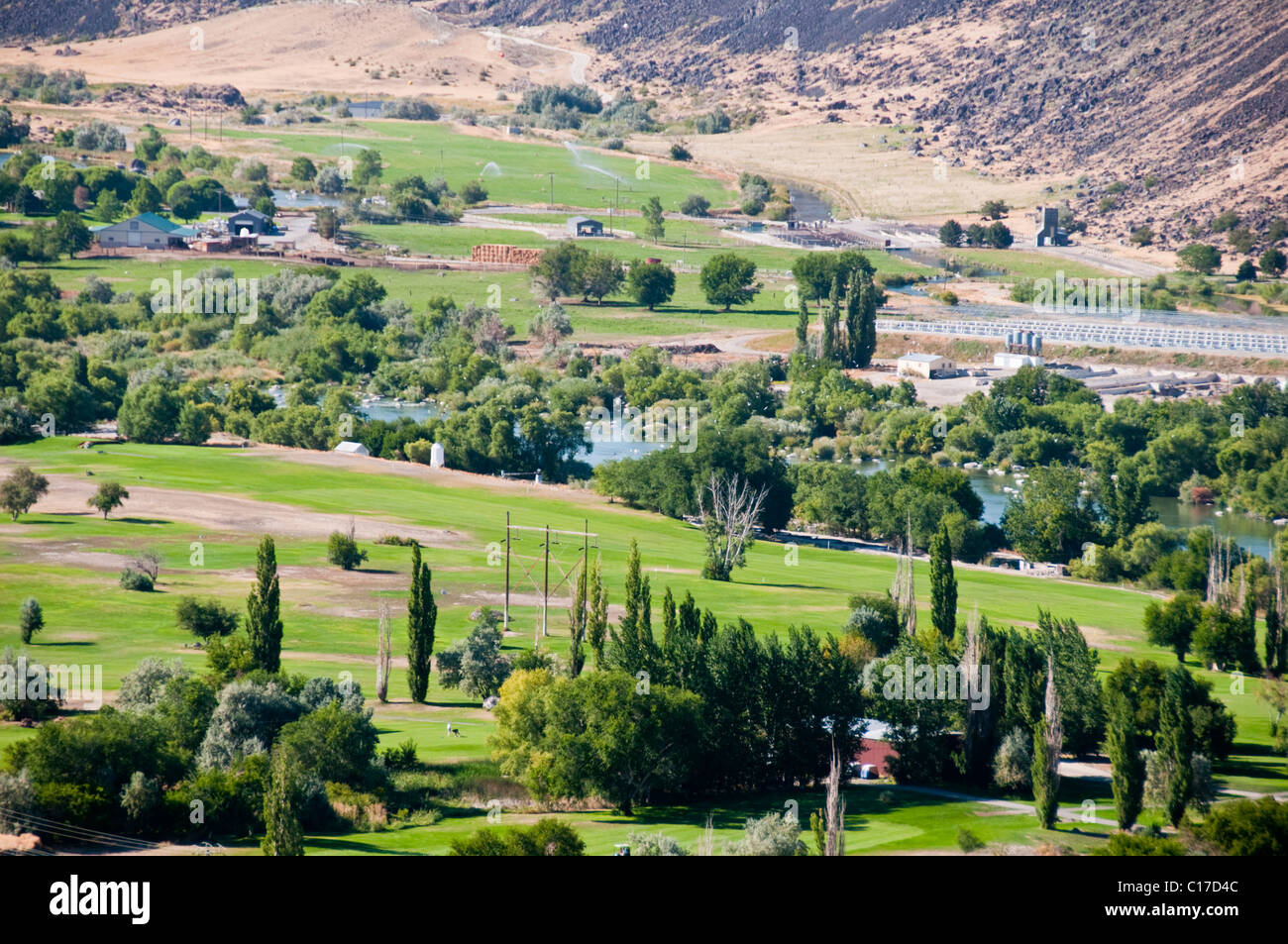 Snake River Canyon & Bridge,Hwy 21,Golf Courses,Twin Falls,Idaho Stock