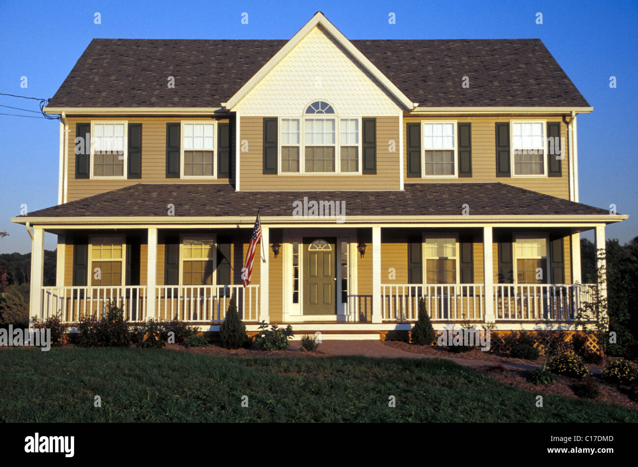 Suburban Two Story Showcase Home, USA Stock Photo