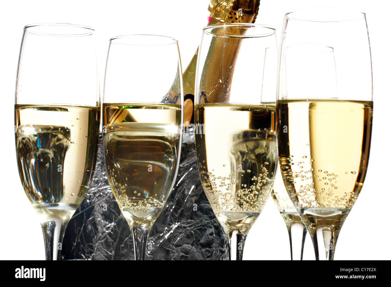 Champagne flutes and ice bucket Stock Photo Alamy