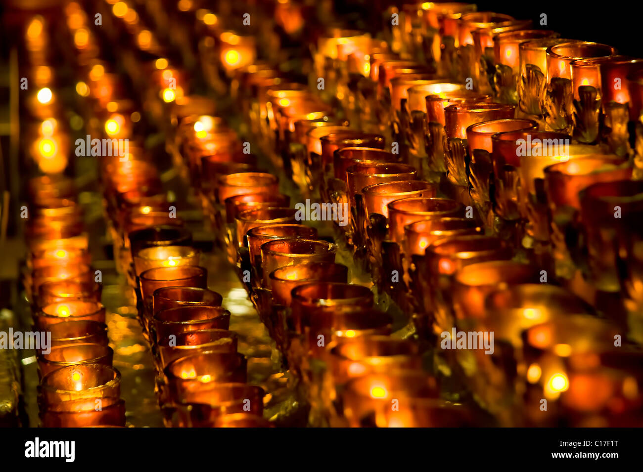 Votice candles in catholic church, St Patrick's Cathedral, NYC Stock Photo