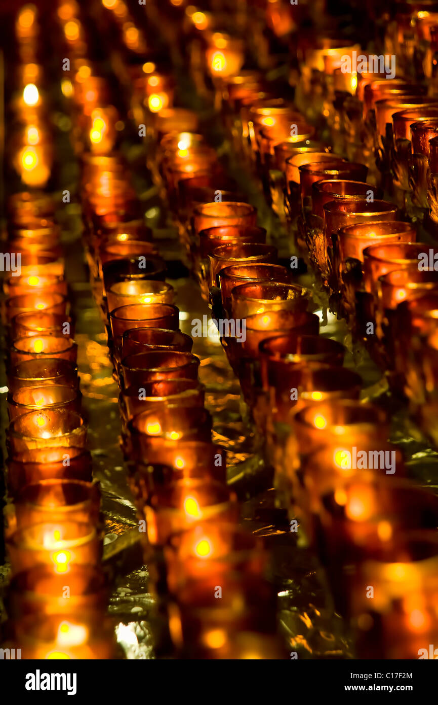 Votive candles in catholic church, St Patrick's Cathedral, NYC Stock