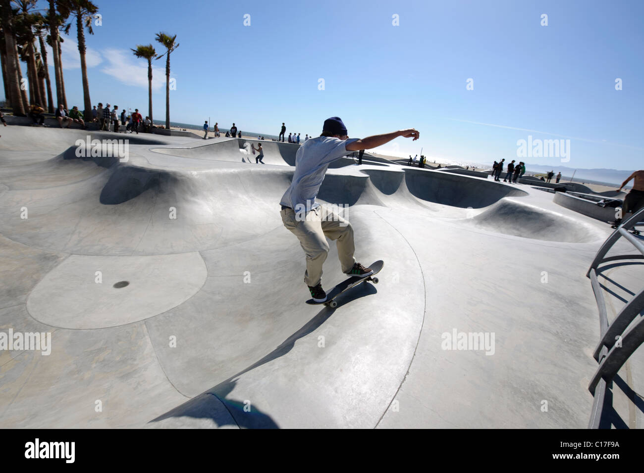 skate boarding in venice beach california skate park Stock Photo