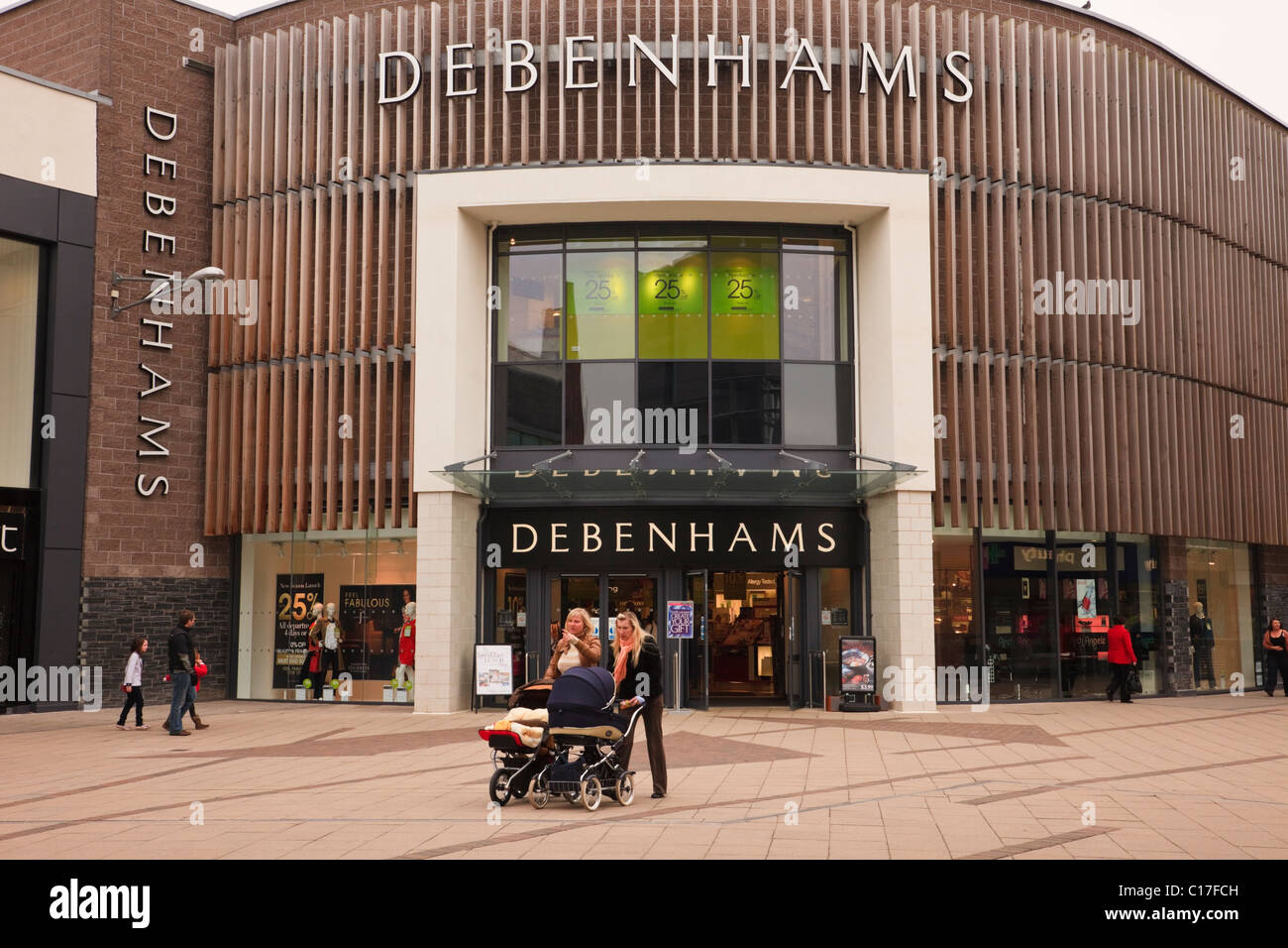 Debenhams department store at Eagles Meadow shopping centre. Wrexham, Flintshire, North Wales, UK, Britain. Stock Photo