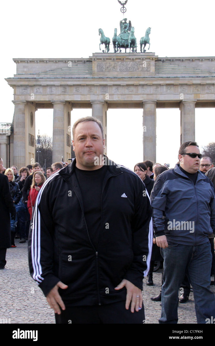 Kevin James attends a photocall for his movie 'Paul Blart: Mall Cop' ('Der Kaufhaus-Cop') at Brandenburg Gate (Brandenburger Stock Photo