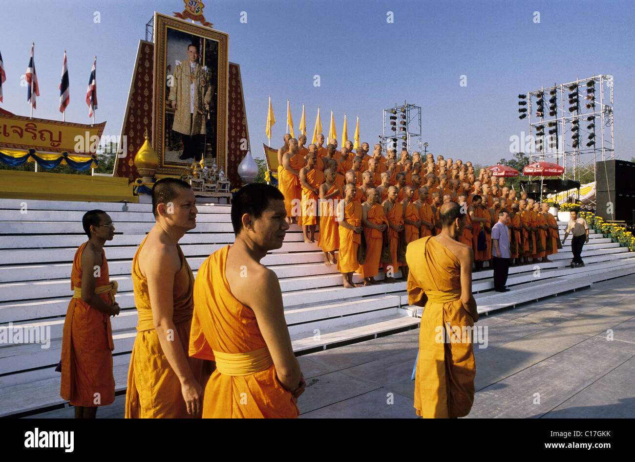 Thailand, Bangkok, the King's 72th birthday, monks Stock Photo