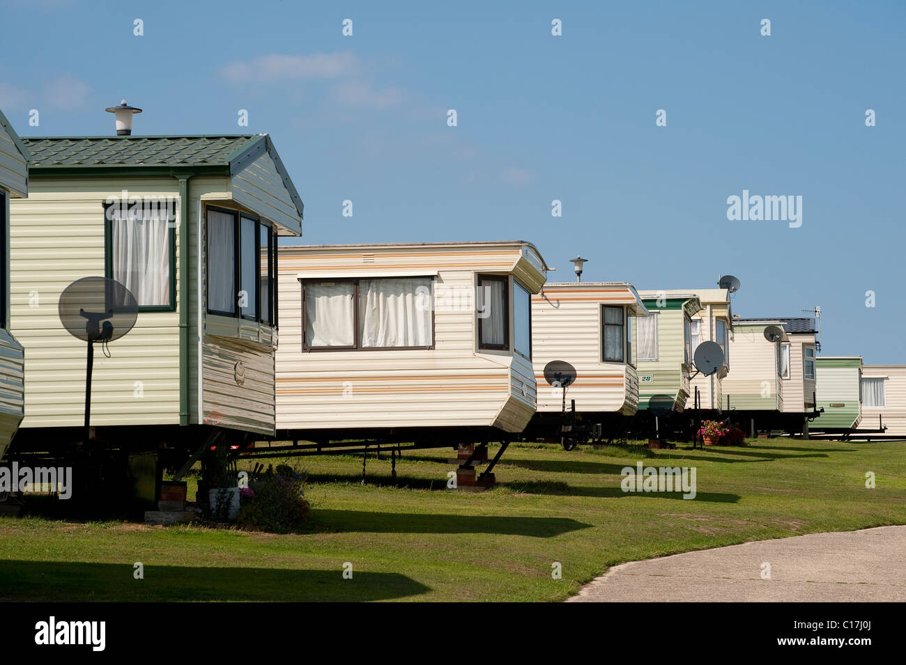 Static caravans on a caravan park in cromer, Norfolk, East Anglia, England  Stock Photo - Alamy