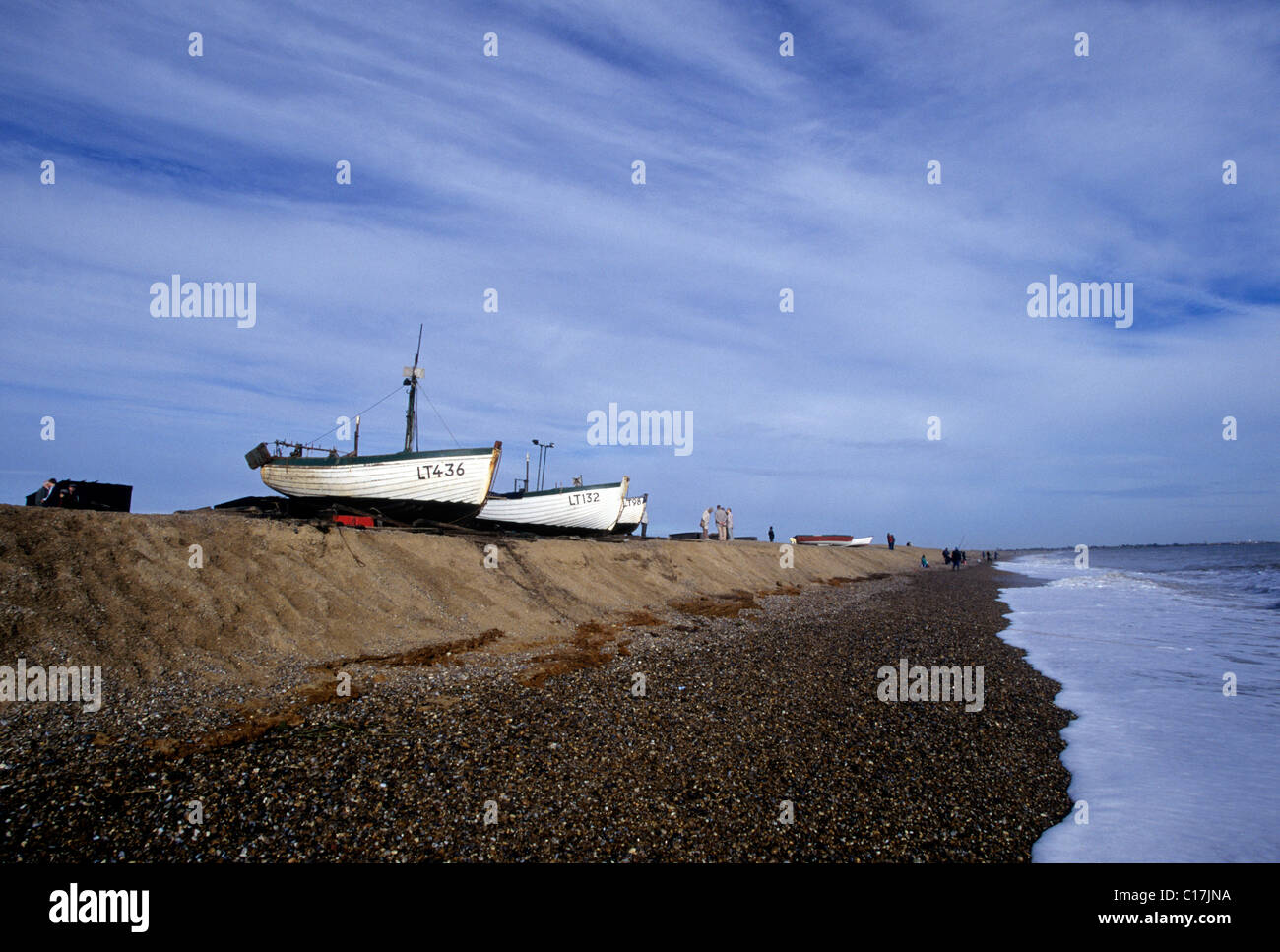 Dunwich beach,Suffolk,Britain. Coastal erosion showing damage done to