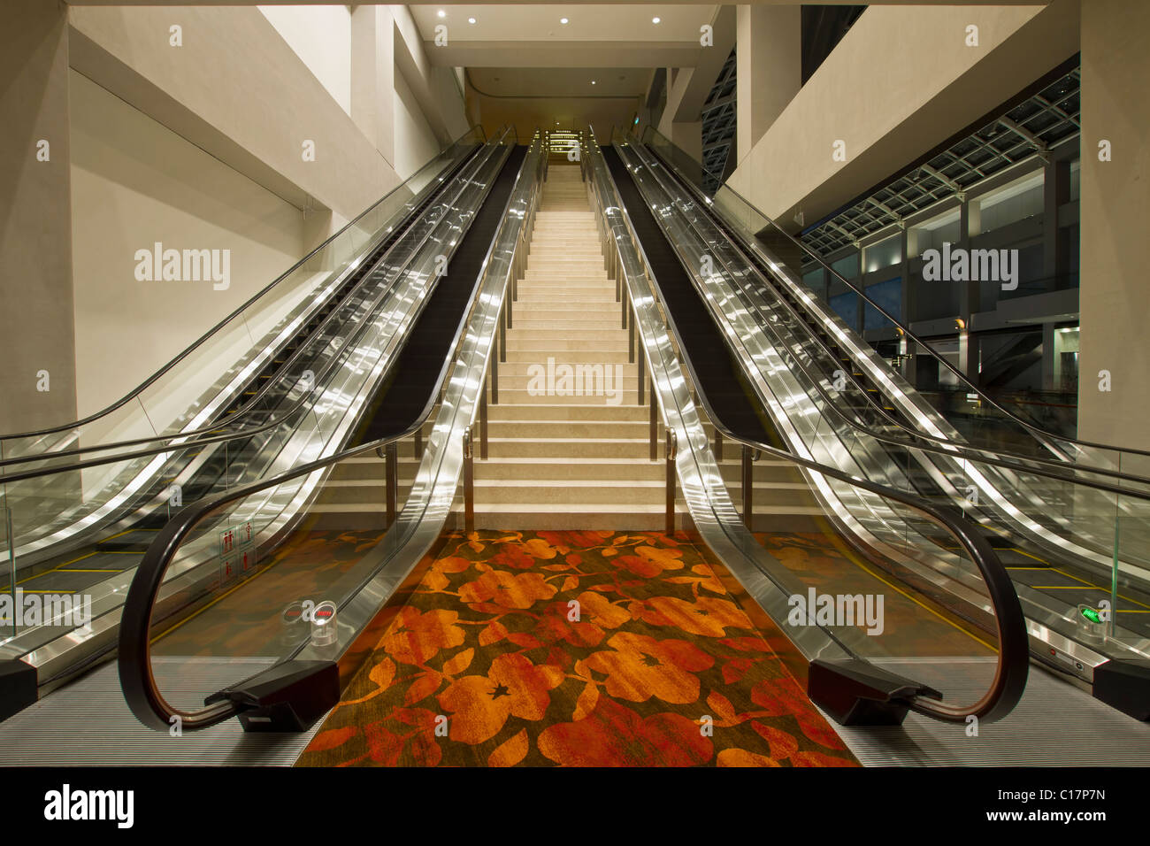 Convention Center Stairs and Escalators to Business Meeting Rooms Stock Photo
