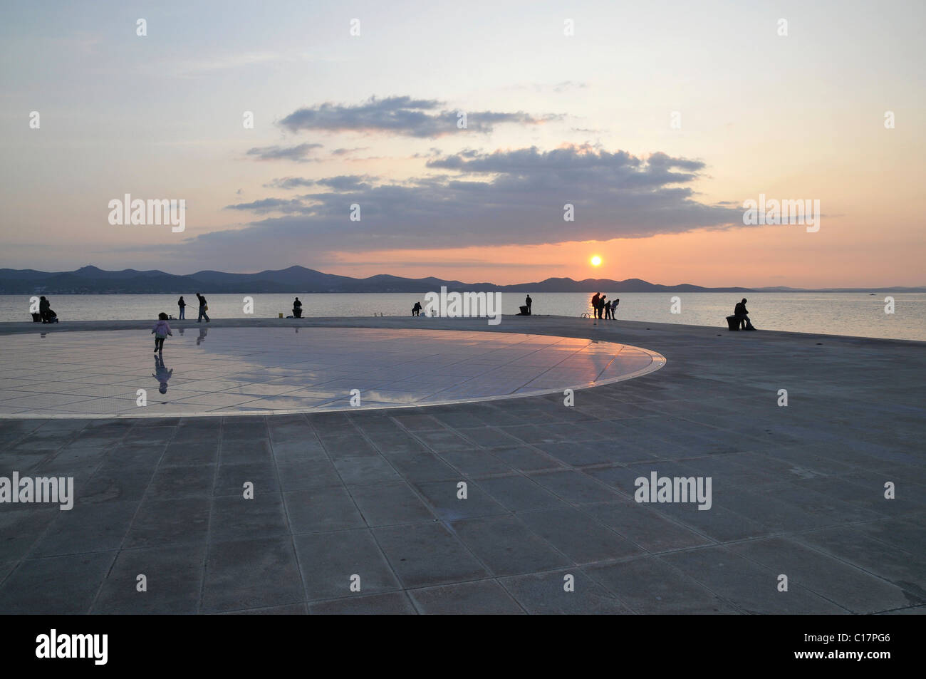 Sunset, Greeting to the Sun, Zadar, Croatia, Europe Stock Photo