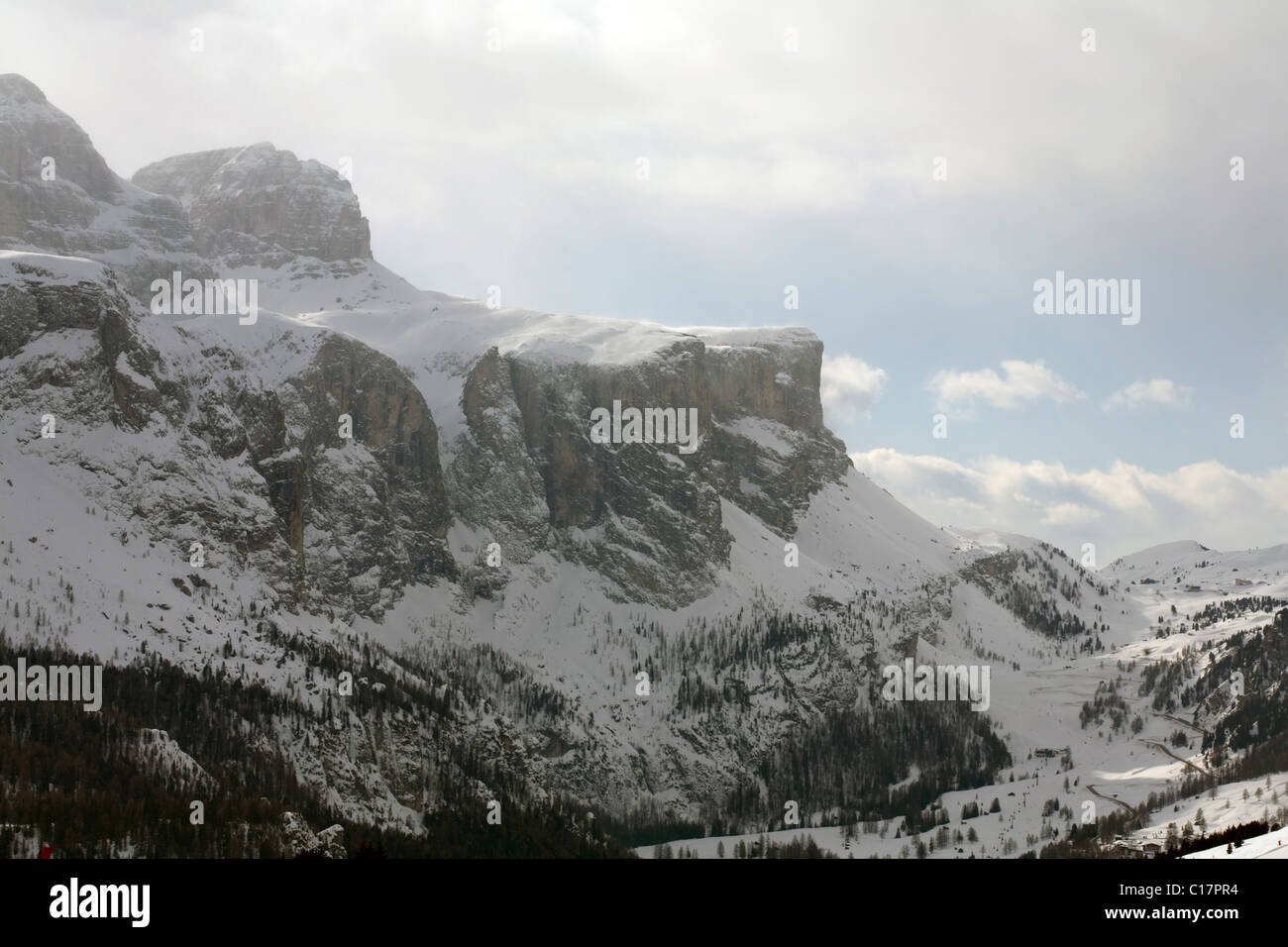 Cliff faces and mountains  Del Sella Sella Gruppe Colfosco Corvara Selva Dolomites Italy Stock Photo