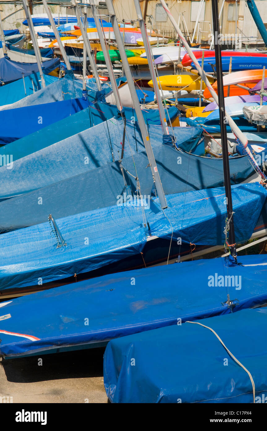 Row of Dinghies at a Sailing Club Stock Photo Alamy