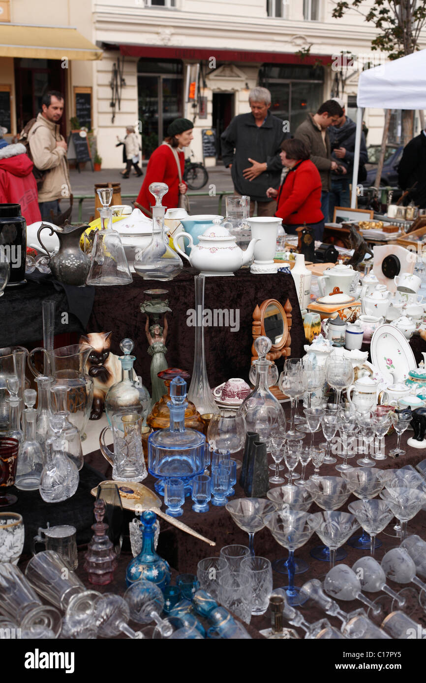 Flea market at the Naschmarkt, famous Viennese market, Vienna, Austria, Europe Stock Photo