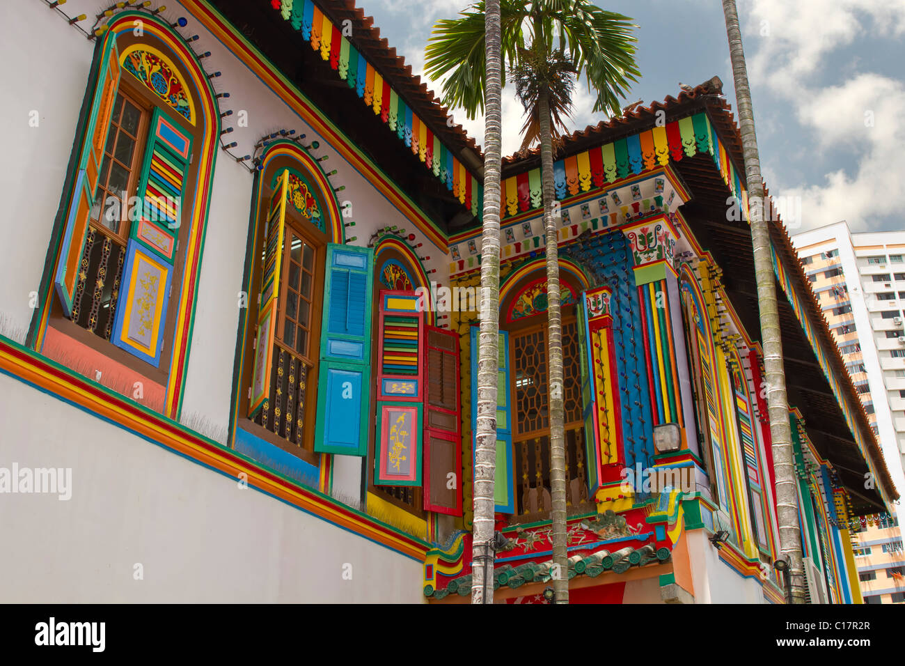 Historic Colorful Peranakan Terrace House in Singapore 2 Stock Photo
