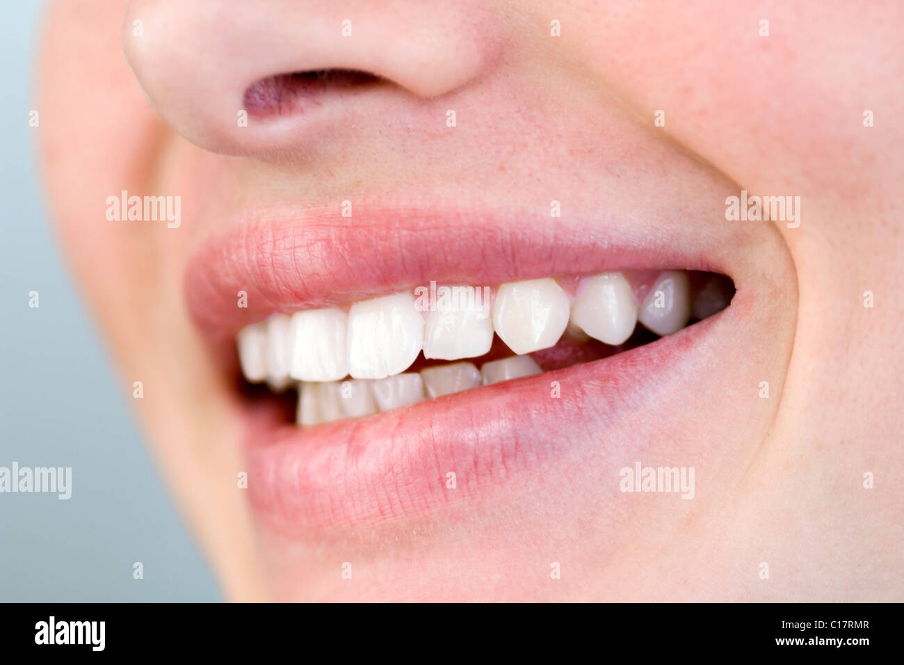 Mouth of a boy, laughing Stock Photo