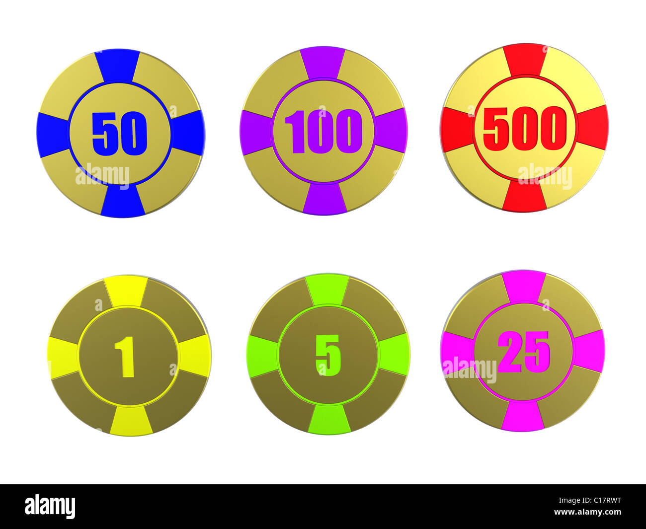 3D rendering of gambling chips on white background Stock Photo Alamy