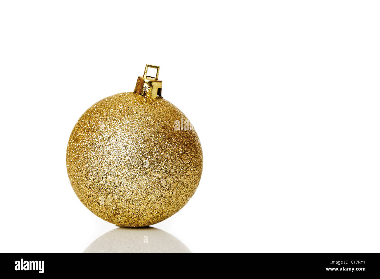 Golden glitter christmas tree ball Stock Photo