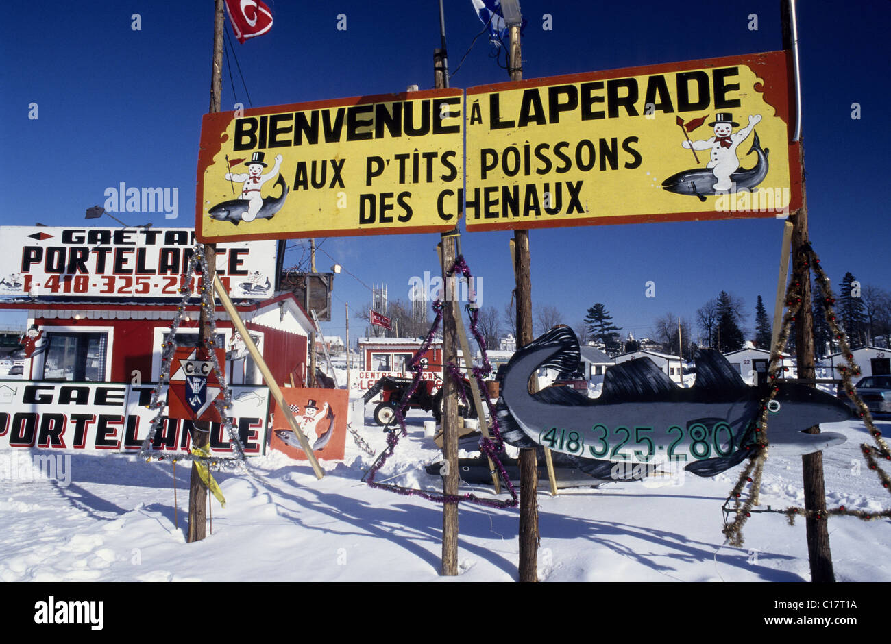 Canada, Quebec Province, ice fishing at Saint Anne de la Perade Stock Photo Alamy