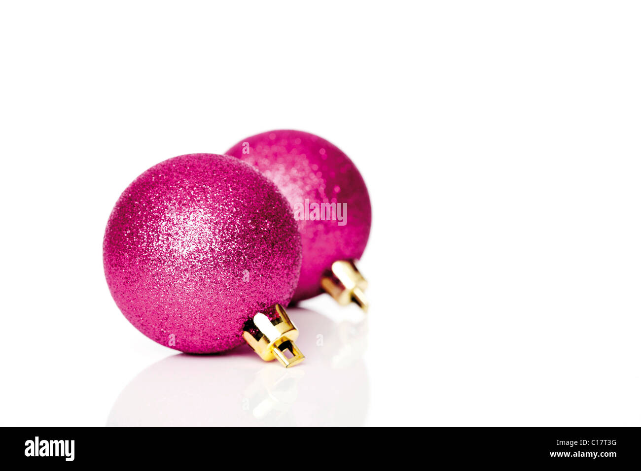 Pink Christmas tree balls Stock Photo