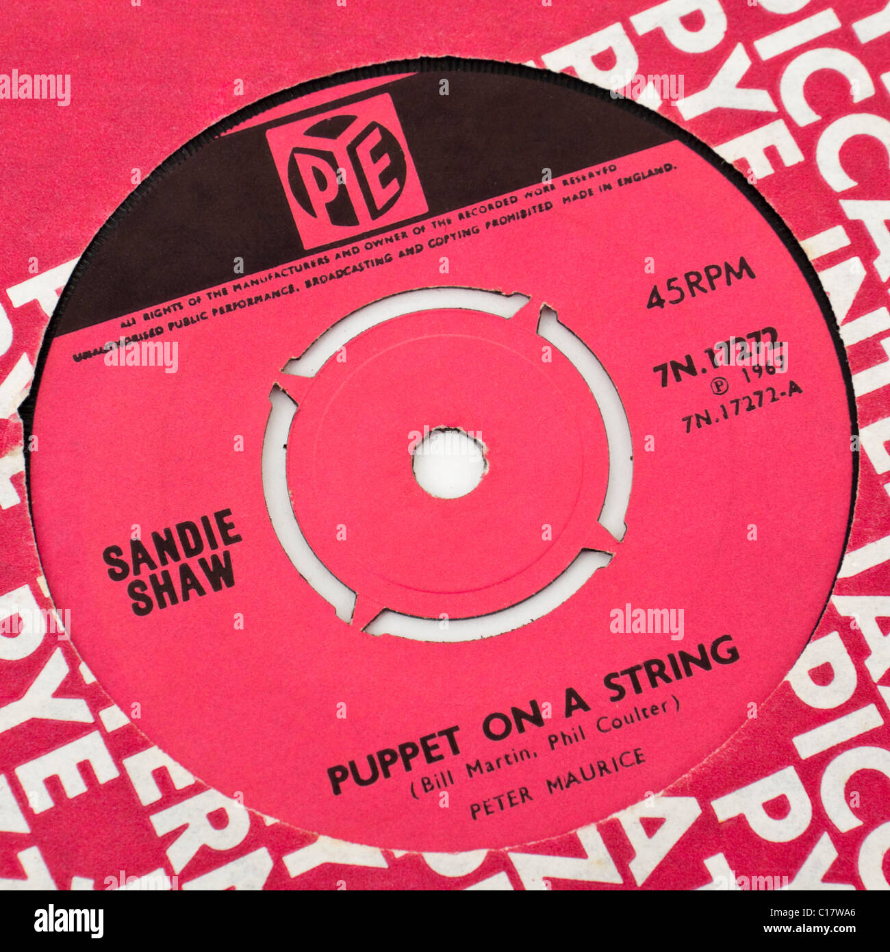 Puppet on a String (Sandie Shaw) record label Stock Photo