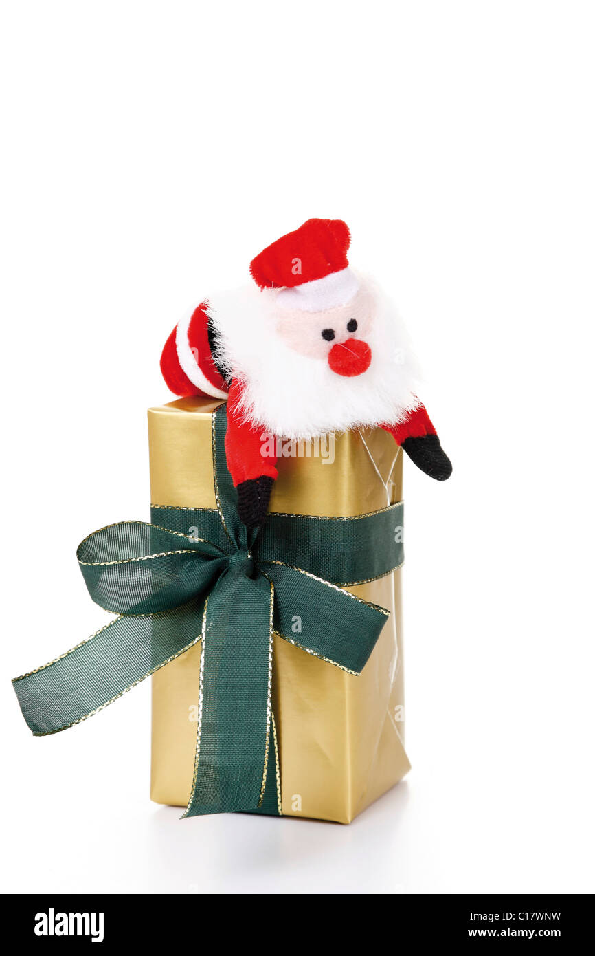 Present with Santa Claus Stock Photo