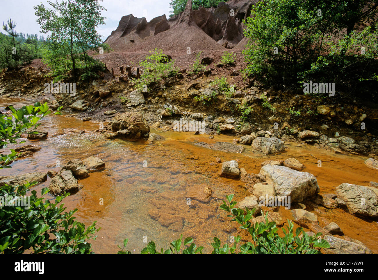 Mining residue 'Le Roste' by Fiume Merse, Parco Archeomineraio, Colline Metallifere, Maremma, province of Grosseto, Tuscany Stock Photo