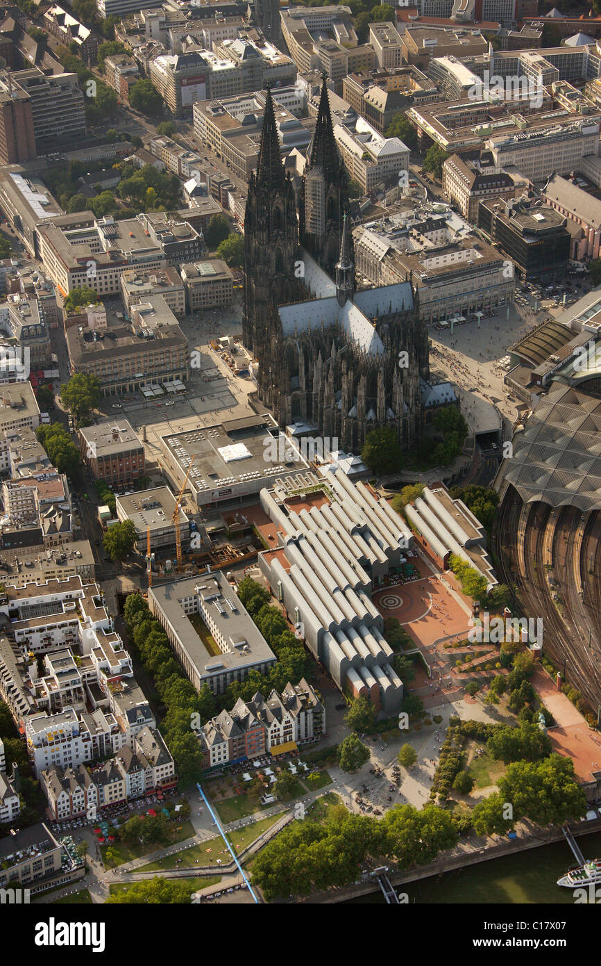 Aerial picture, Cologne Cthedral, Ludwig Museum, Cologne, Rhineland