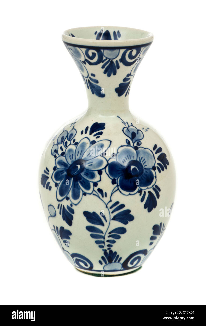Vintage 1960's Dutch Regina (Gouda) Delft Blue porcelain vase Stock Photo