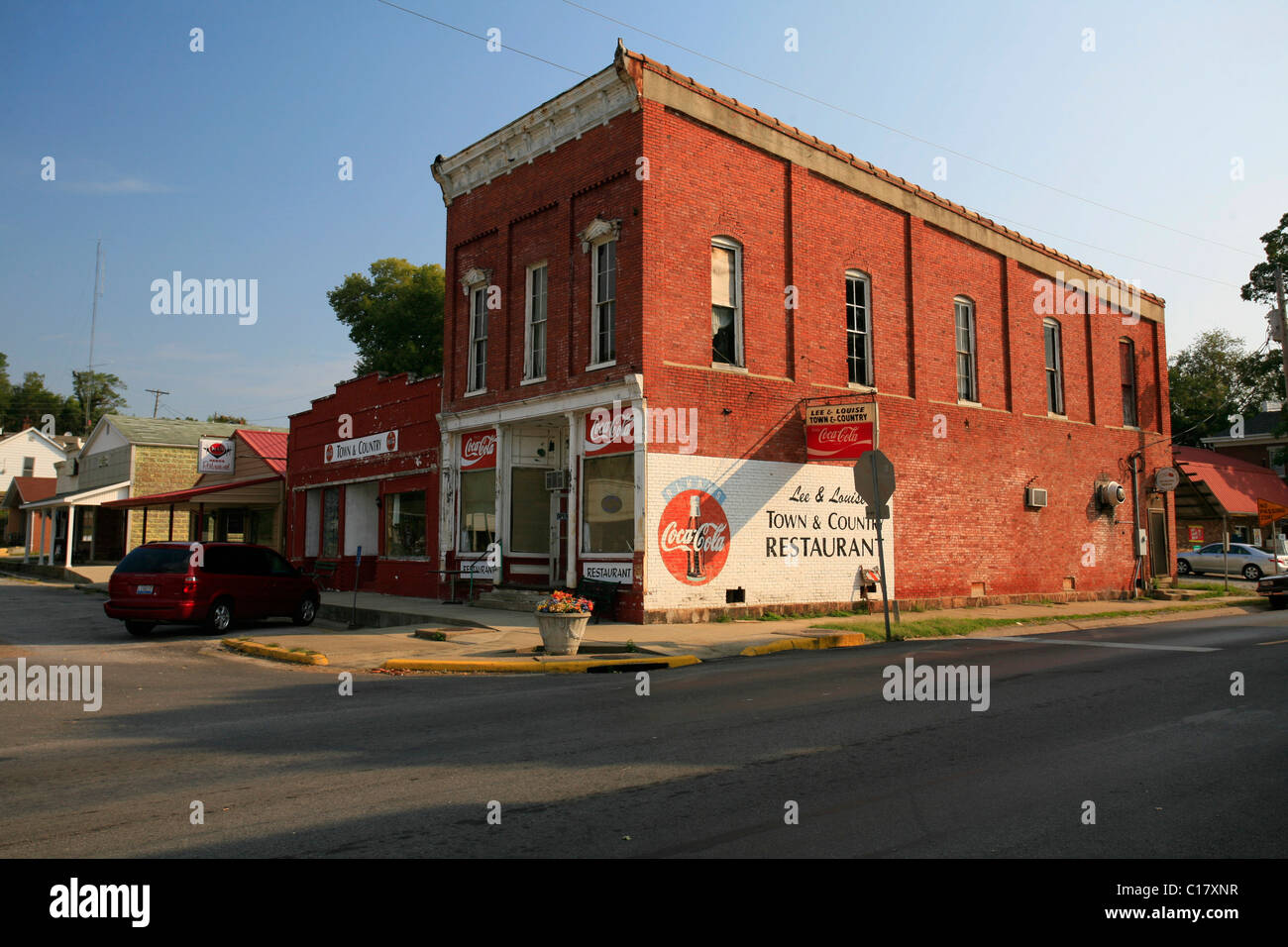 Street corner on Ohio River Scenic Byway, touristic scenic route