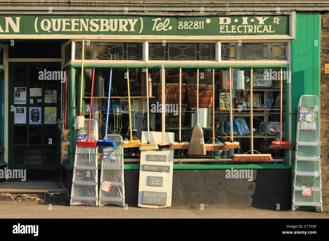The old Cooperativ Queensbury Bradford Yorkshire United Kingdom now a DIY Handyman Hardware Shop Stock Photo
