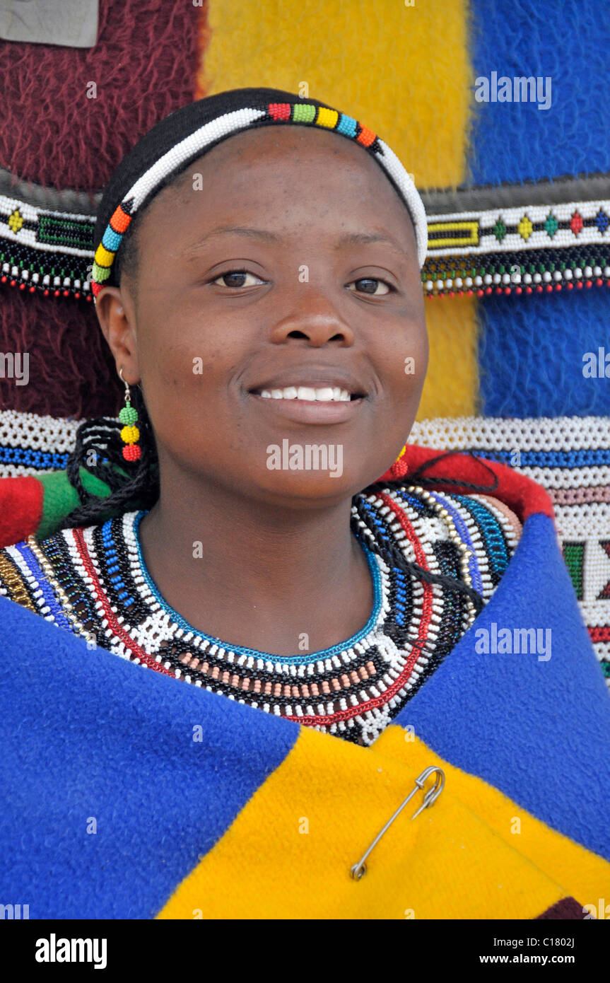 Young woman from the Ndebele tribe, also called Matabele or AmaNdebele, South Africa Stock Photo