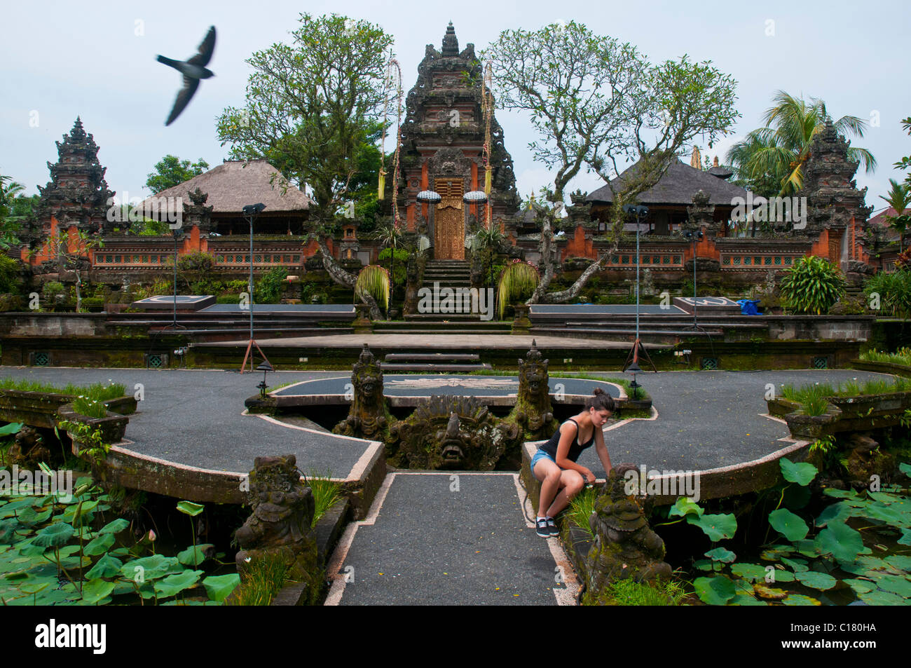 Pura Taman Saraswati water palace garden Ubud Bali Indonesia Stock Photo