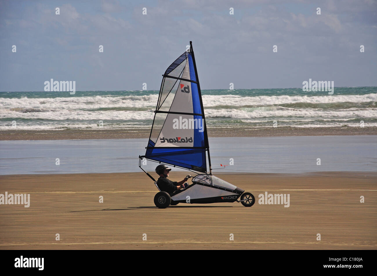 Land sailing on Mile Beach, Northland, North Island, New Zealand
