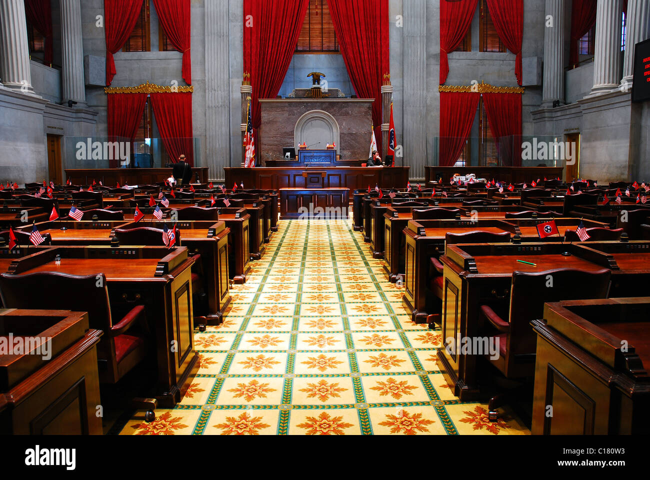 Empty chamber of the Tennessee Assembly, in the state Capitol Building, Nashville Stock Photo